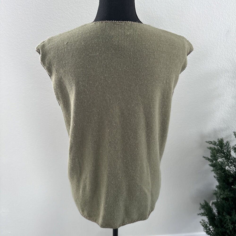 Koret Vintage Sweater Vest Women’s Size Large Green Flower Floral Acrylic Nylon - Picture 5 of 14